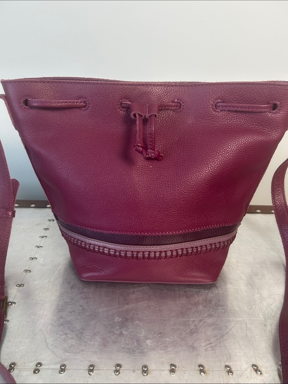 The Sak Burgundy  Shoulder Bucket Bag